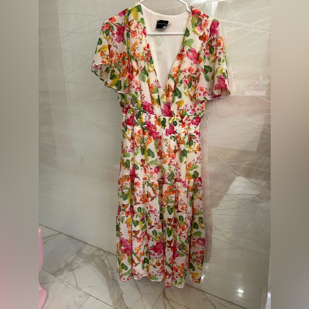 Maison Tara waistband midi dress🩷 - Picture 1 of 12